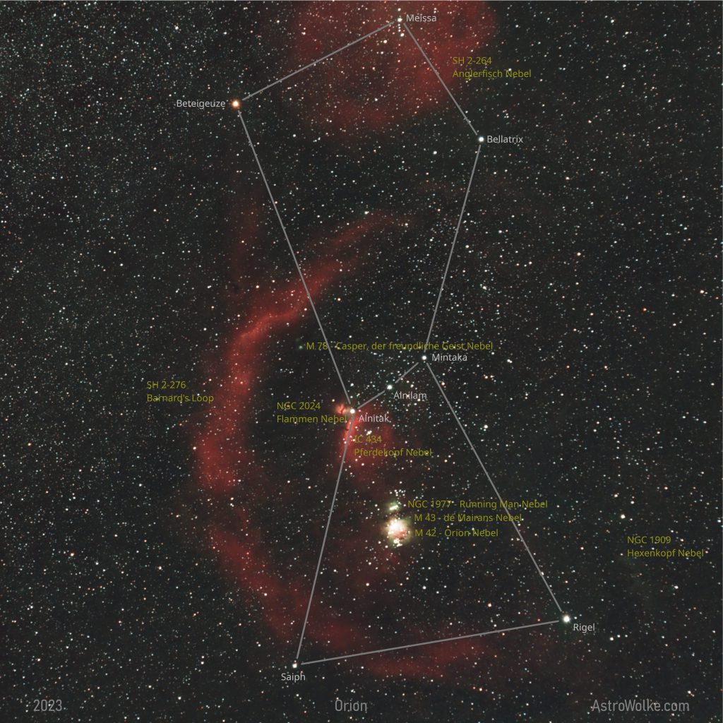 Orion mit Sternbildlinien